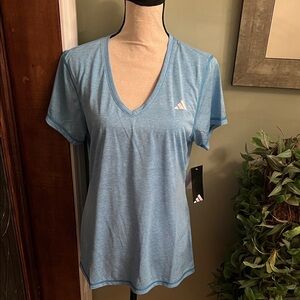 Adidas Women's Light Blue V-Neck Tee
